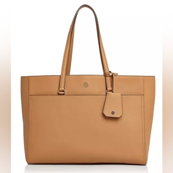 Tory Burch Handbags - Tory Burch Tan Robinson Tote Bag w/ Extra Bag Charm